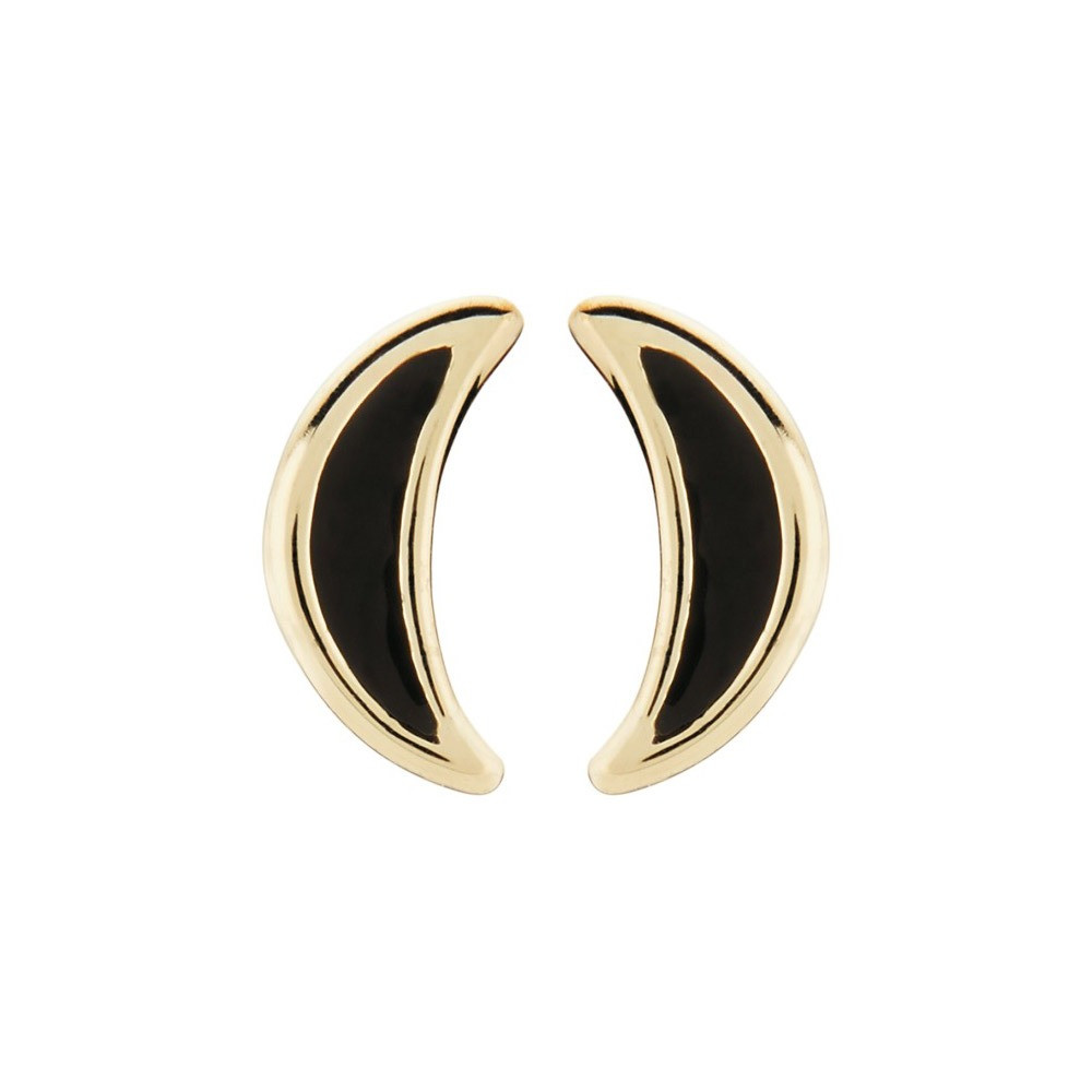 is genopretning klimaks Uni øreringe i guld med sort emalje fra Dyrberg/Kern