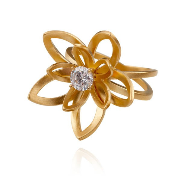 Lotus ring i sølv forgyldt fra Izabel Camille - se vores store af ringe